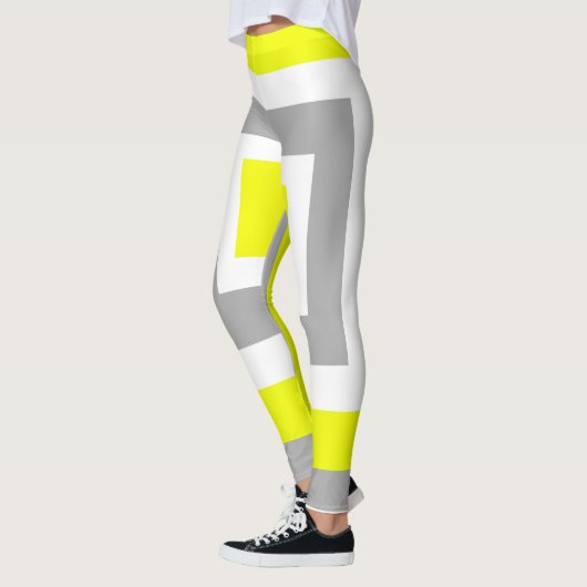 Abstract Art Yellow Grey White Leggings (Links)