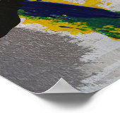 Abstract Art Zwart Geel Blauw Grijs Schilderij Poster (Hoek)