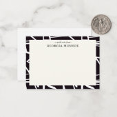 Abstract Art Zwart Wit Gepersonaliseerd Briefpapie Notitiekaartje (Voorkant / Achterkant in situ)