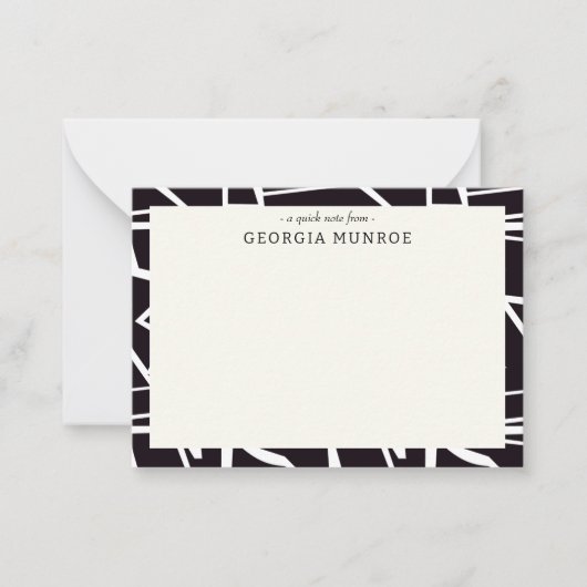 Abstract Art Zwart Wit Gepersonaliseerd Briefpapie Notitiekaartje (Voorkant)