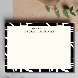 Abstract Art Zwart Wit Gepersonaliseerd Briefpapie Notitiekaartje