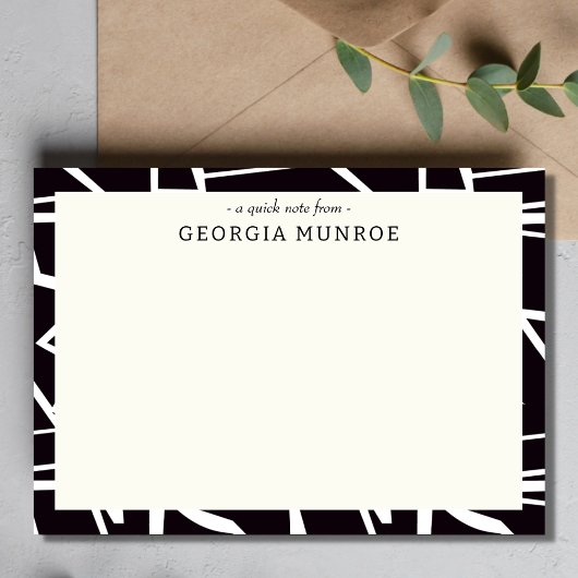 Abstract Art Zwart Wit Gepersonaliseerd Briefpapie Notitiekaartje