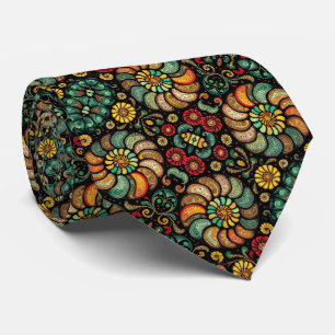 Abstract Artistiek Boho Patroon Whimsisch Bloemmot Stropdas