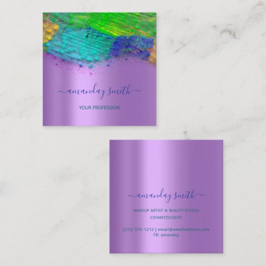 Abstract artistiek kunstwerk blauw vierkante visitekaartje (Voorkant / Achterkant)