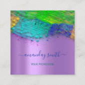 Abstract artistiek kunstwerk blauw vierkante visitekaartje (Voorkant)