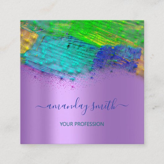 Abstract artistiek kunstwerk blauw vierkante visitekaartje (Voorkant)