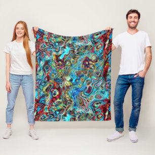 Abstract artistiek Retro Cool Waves Art Patroon Fleece Deken