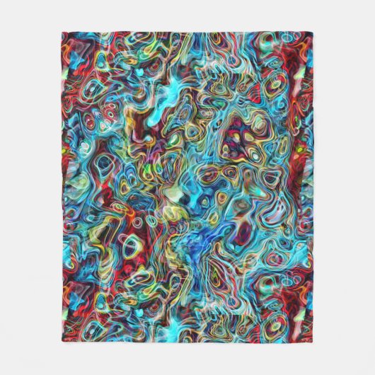 Abstract artistiek Retro Cool Waves Art Patroon Fleece Deken (Voorkant)