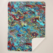 Abstract artistiek Retro Cool Waves Art Patroon Sherpa Deken (Voorkant)