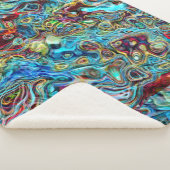 Abstract artistiek Retro Cool Waves Art Patroon Sherpa Deken (3/4)
