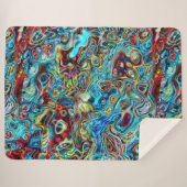 Abstract artistiek Retro Cool Waves Art Patroon Sherpa Deken (Voorkant (horizontaal))