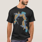 Abstract artwork met blues en Sinaasappels T-shirt (Voorkant)