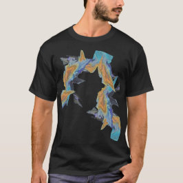 Abstract artwork met blues en Sinaasappels T-shirt