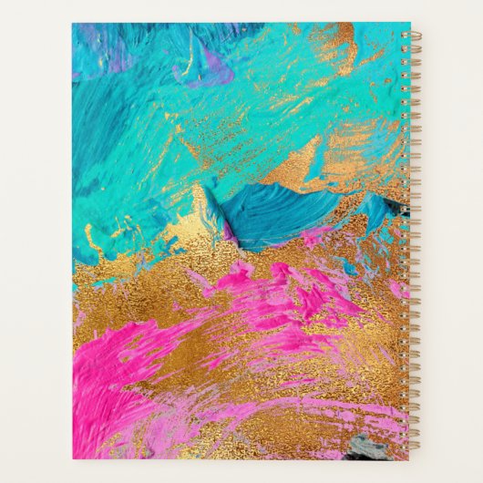 Abstract arylic schilderij kopergoud monogrammed planner (Achterkant)