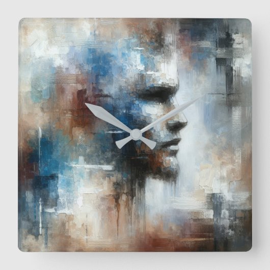 Abstract Avant-garde Man Vierkante Klok (Voorkant)