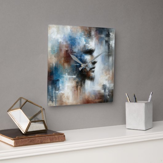 Abstract Avant-garde Man Vierkante Klok (Kantoor)