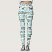 Abstract Aztec Mint Green Aqua Gray Pattern Leggings (Voorkant)