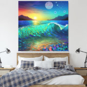 Abstract Azure Seascape Canvas Afdruk (Insitu (Slaapkamer))