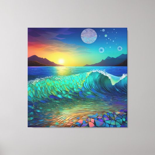 Abstract Azure Seascape Canvas Afdruk (Voorkant)