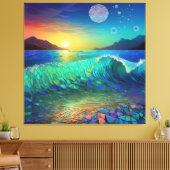 Abstract Azure Seascape Canvas Afdruk (Insitu (Woonkamer))