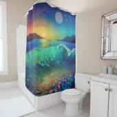 Abstract Azure Seascape Douchegordijn (In situ)