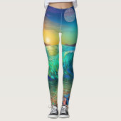 Abstract Azure Seascape Leggings (Voorkant)