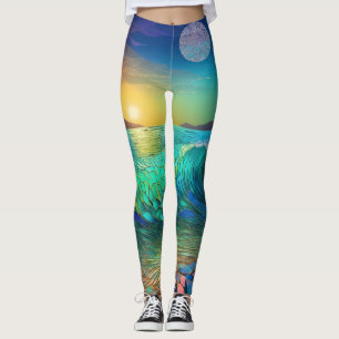 Abstract Azure Seascape Leggings