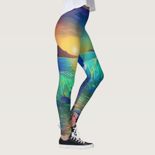 Abstract Azure Seascape Leggings (Rechts)