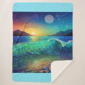 Abstract Azure Seascape Sherpa Deken (Voorkant)
