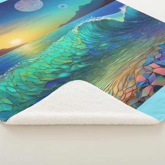 Abstract Azure Seascape Sherpa Deken (3/4)