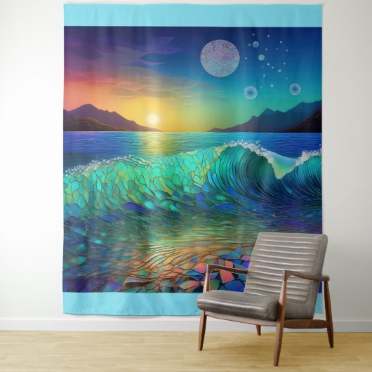 Abstract Azure Seascape Wandkleed (In situ)