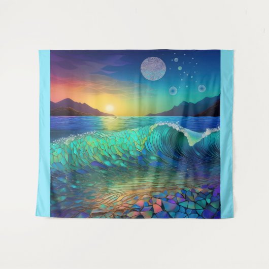 Abstract Azure Seascape Wandkleed (Voorkant (horizontaal))