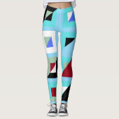Abstract Baby Blauw Mozaïekpatroon Leggings (Voorkant)