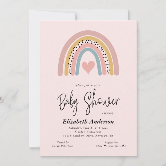 Abstract Baby shower voor regenboog en hartmeisjes Kaart (Voorkant)