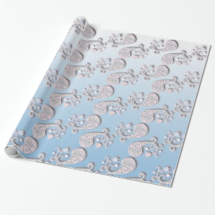 Abstract babyblauw en roze pastaafmeel cadeaupapier