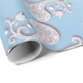 Abstract babyblauw en roze pastaafmeel cadeaupapier (Rol Hoek)