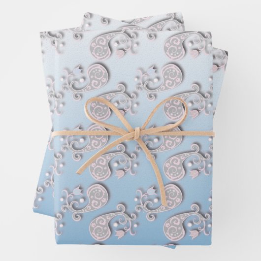 Abstract babyblauw en roze pastaafmeel inpakpapier vel (In situ)