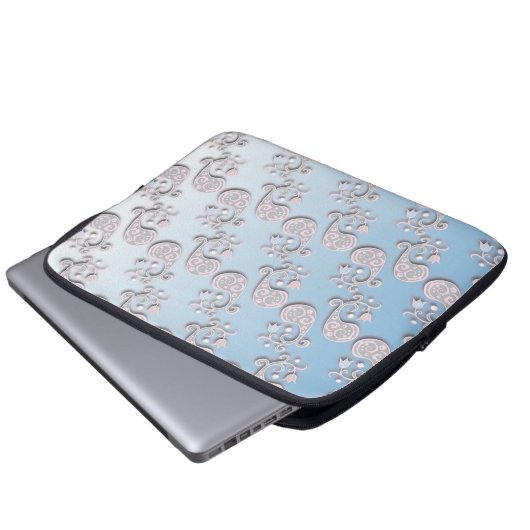 Abstract babyblauw en roze pastaafmeel laptop sleeve (Voorkant onderkant)