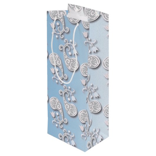 Abstract babyblauw en roze pastaafmeel wijn cadeautas (Achterkant Gekanteld)