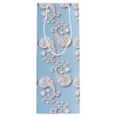 Abstract babyblauw en roze pastaafmeel wijn cadeautas (Achterkant)