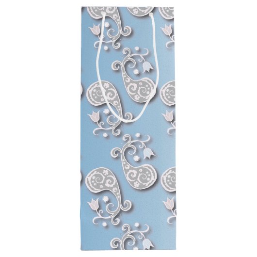 Abstract babyblauw en roze pastaafmeel wijn cadeautas (Achterkant)