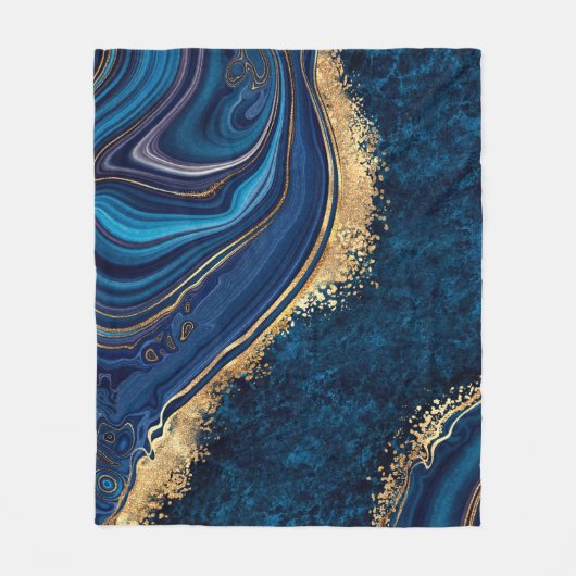 abstract background blue marble agate granite mosa fleece deken (Voorkant)