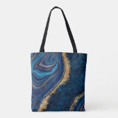 abstract background blue marble agate granite mosa tote bag (Achterkant)