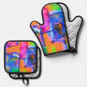 Abstract Background Colorful Ovenwant & Pannenlap Set (Voorkant / Achterkant)