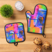 Abstract Background Colorful Ovenwant & Pannenlap Set (Top down)