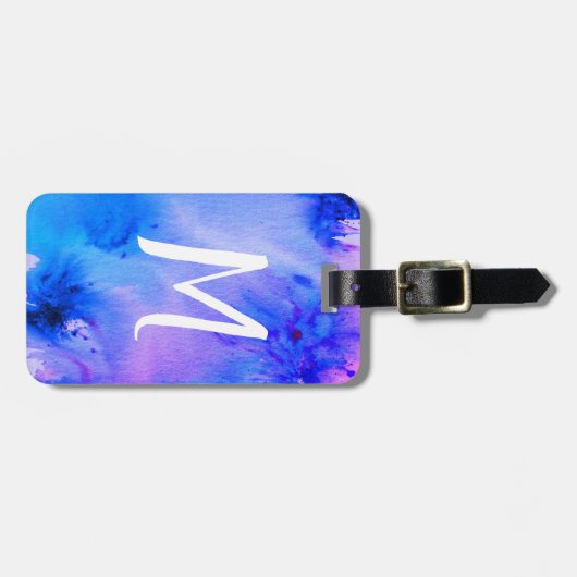 Abstract bagagelabel: aangepast blauw paars bagagelabel (Voorkant horizontaal)