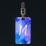 Abstract bagagelabel: aangepast blauw paars bagagelabel<br><div class="desc">Abstract bagagelabel - u kunt uw aangepaste initialen aan de ene kant en uw contactgegevens aan de andere kant toevoegen. Handgeschilderd ontwerp in blauwe en paarse waterverf! Verander de kleur of de doopvont van de letters zoals u houdt van.</div>