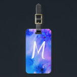 Abstract bagagelabel: aangepast blauw paars bagagelabel<br><div class="desc">Abstract bagagelabel - u kunt uw aangepaste initialen aan de ene kant en uw contactgegevens aan de andere kant toevoegen. Handgeschilderd ontwerp in blauwe en paarse waterverf! Verander de kleur of de doopvont van de letters zoals u houdt van.</div>