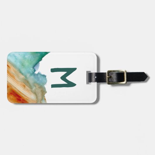 Abstract bagagelabel: aangepaste initialen rood bl bagagelabel (Voorkant horizontaal)