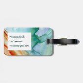 Abstract bagagelabel: aangepaste initialen rood bl bagagelabel (Achterkant horizontaal)